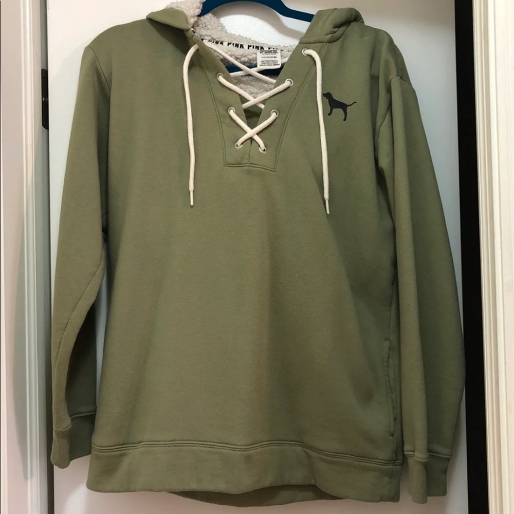 Sherpa Lined PINK lace-up hoodie